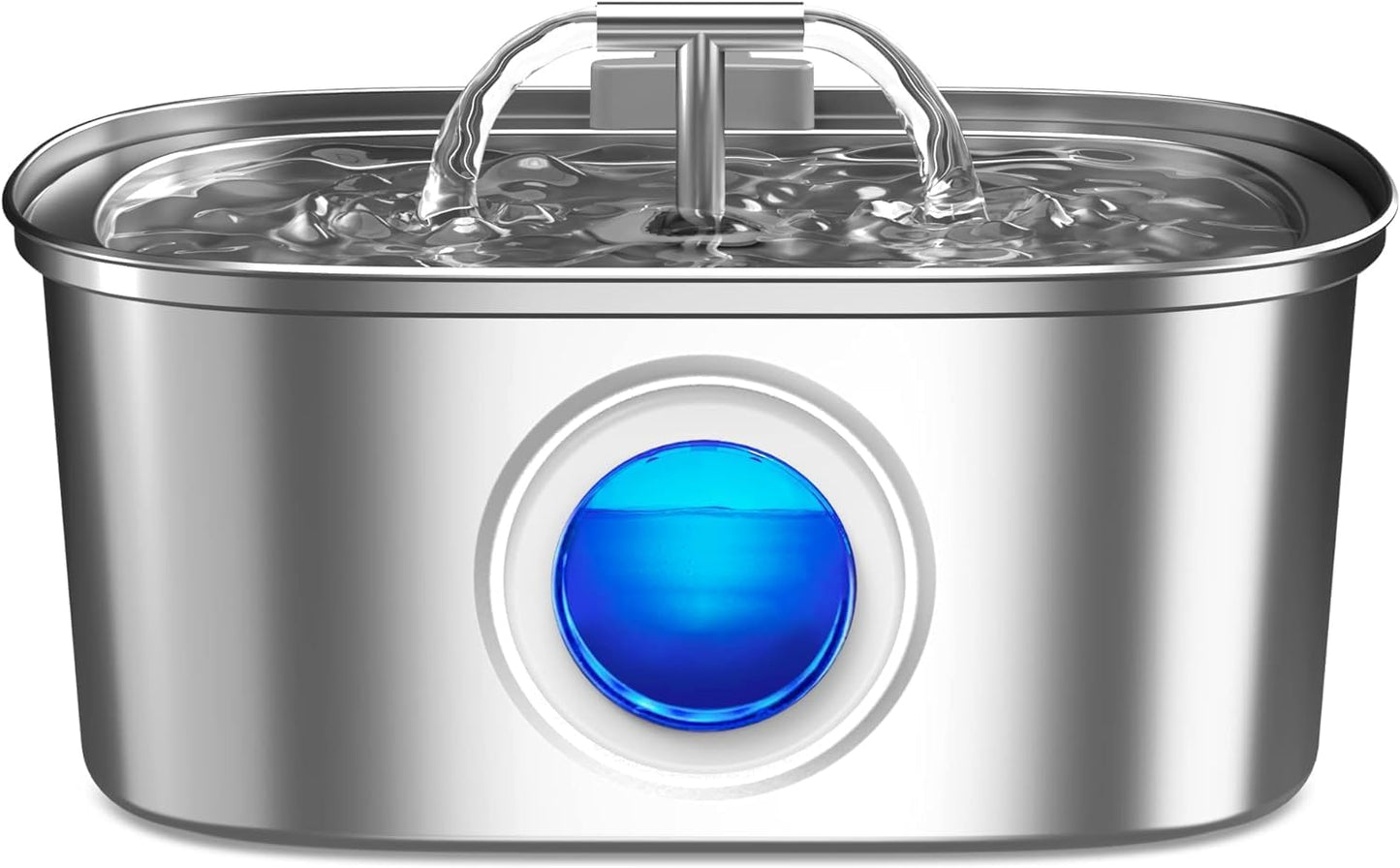 Stainless Steel Water Fountain for Cats and Dogs/108 fluid oz-3.2L with Water Level Window/ Comes with 4 Replacement Filters 