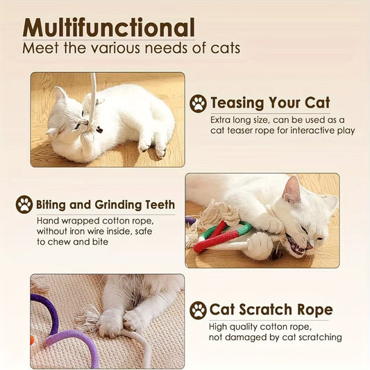 Cotton Catnip Cat Chew Toy for Teeth Cleaning for Indoor Cats/ Nibbling Exercise/Interactive Cat Nip Toy/ Good for Teething