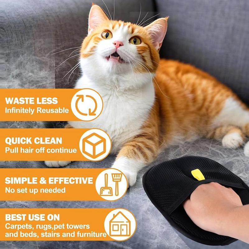 Pet Grooming & Hair Remover Gloves – Reusable, Double-Sided, Electrostatic for Dogs, Cats, Furniture & More